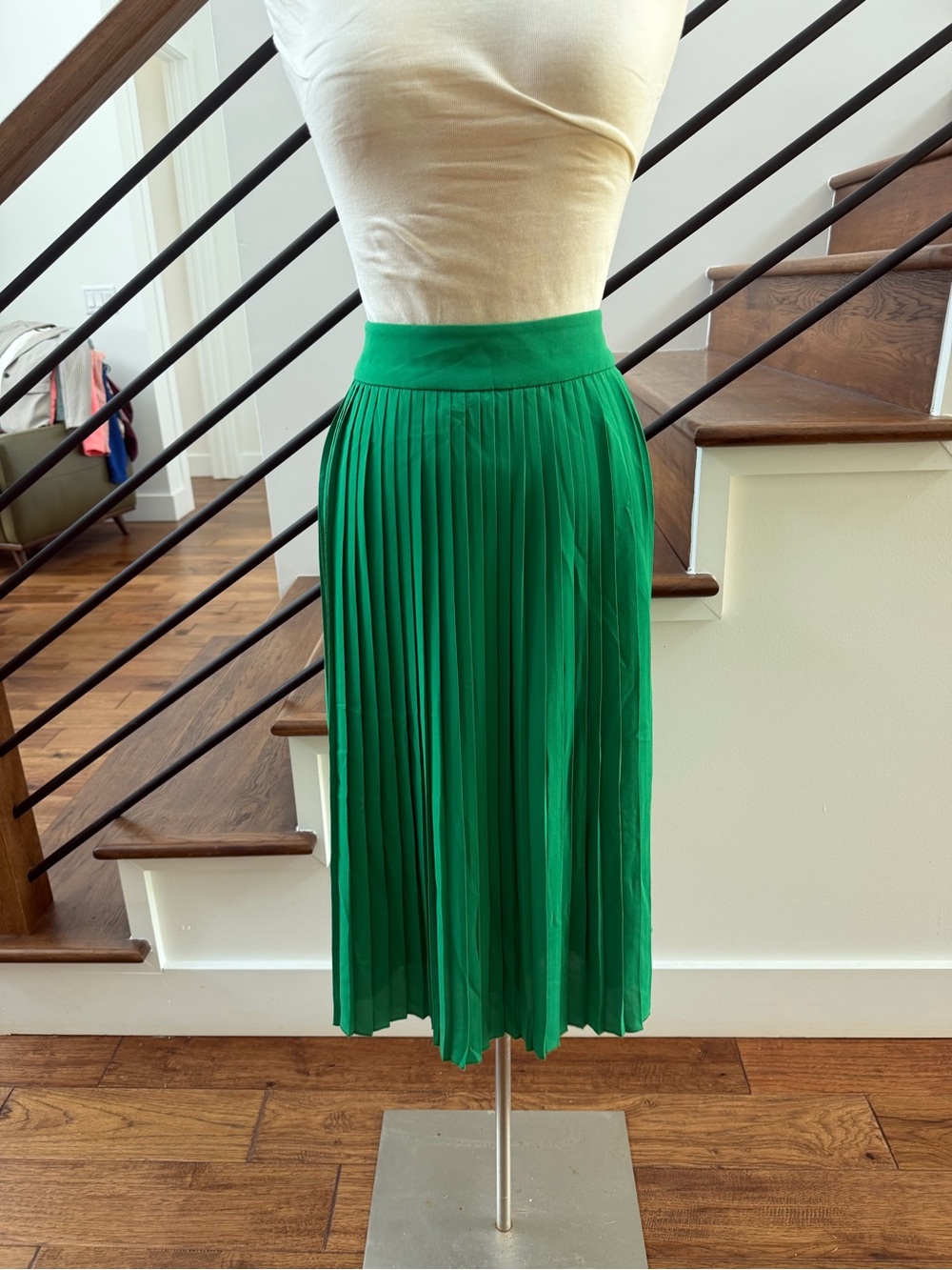 J. Crew Emerald Green Pleated Midi Skirt